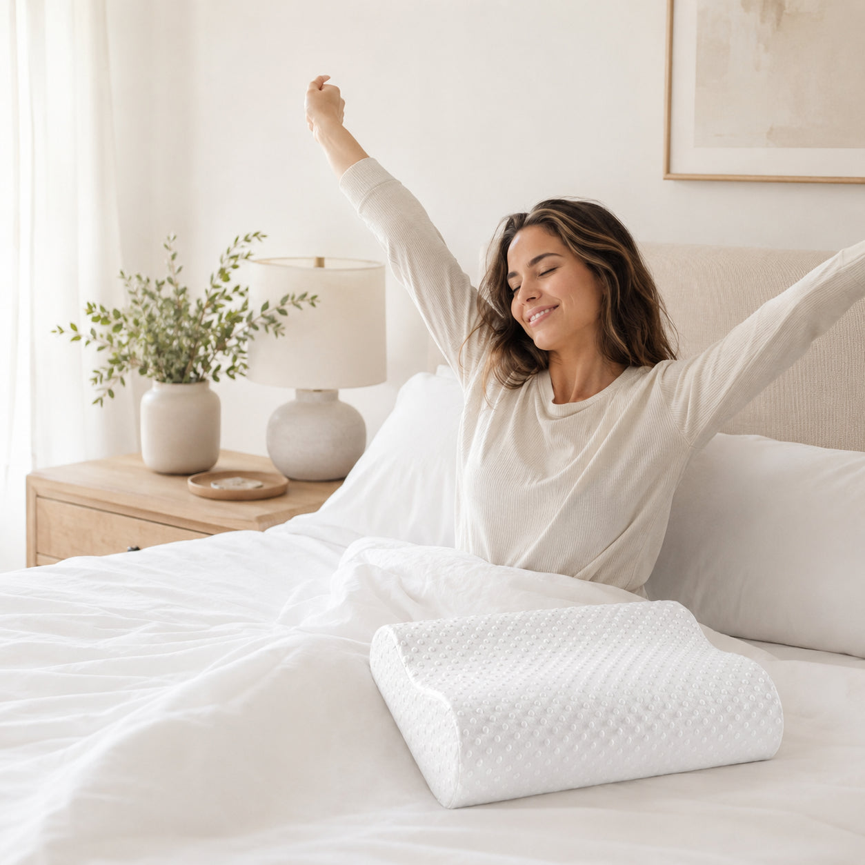 Подушка ортопедична 50х30 см, з ефектом пам'яті, Comfort Memory Pillow, Біла / Анатомічна подушка для сну / Подушка для шиї