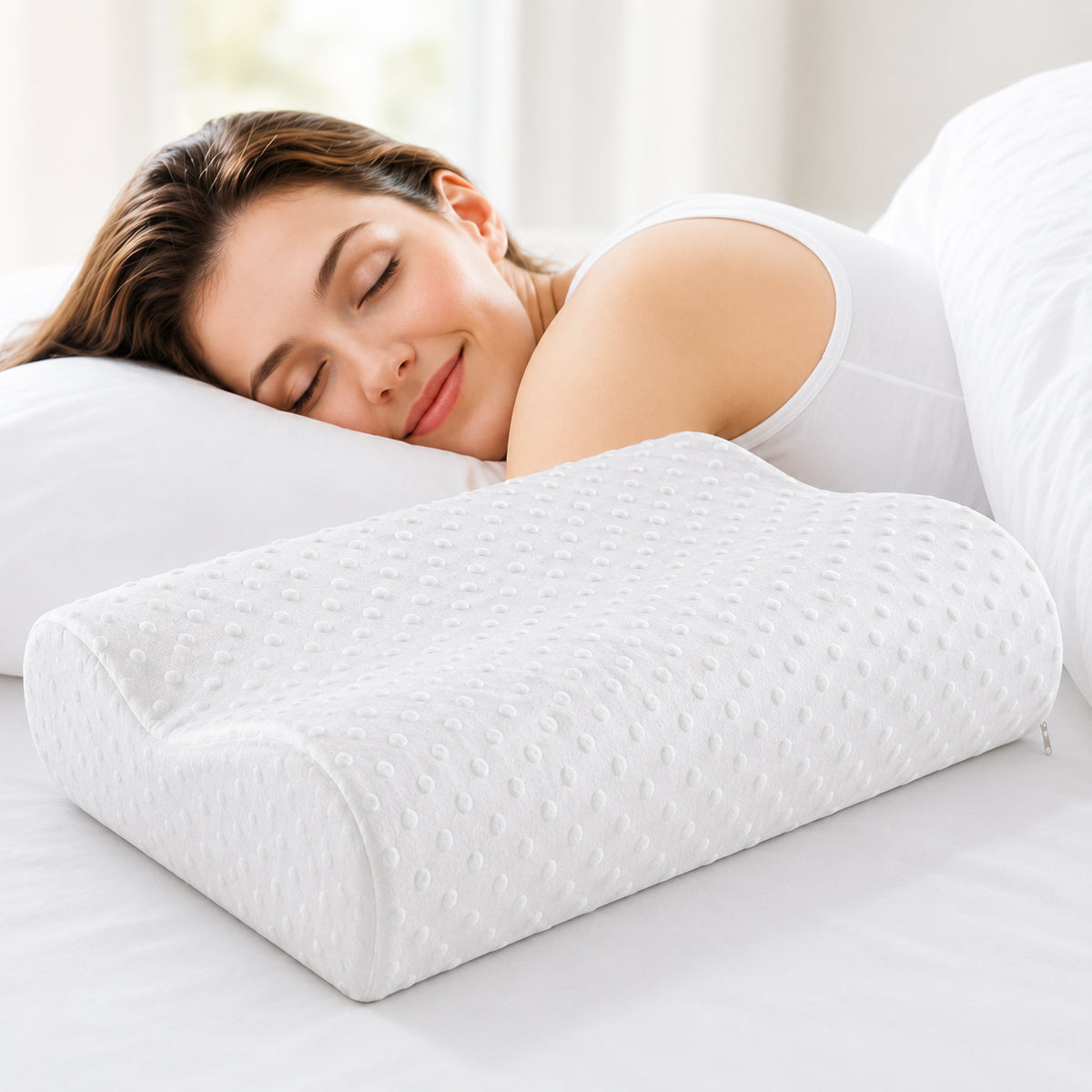 Подушка ортопедична 50х30 см, з ефектом пам'яті, Comfort Memory Pillow, Біла / Анатомічна подушка для сну / Подушка для шиї
