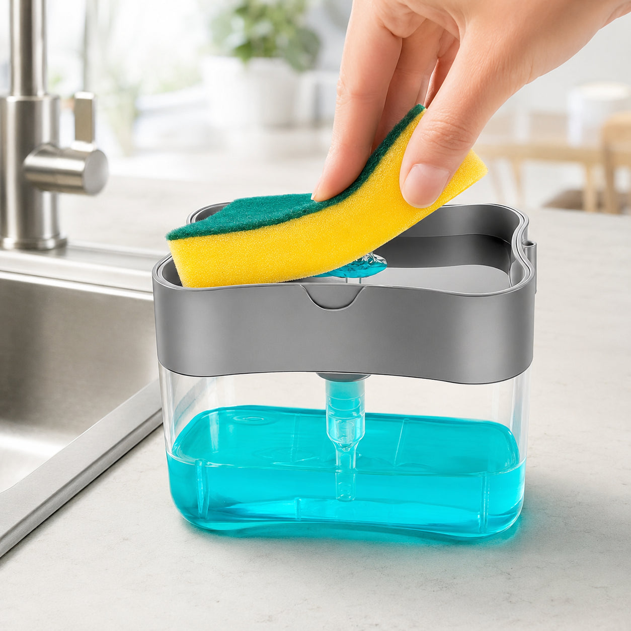 Диспенсер для миючого засобу Soap Pump Sponge Caddy, / Органайзер для мочалок / Дозатор мила