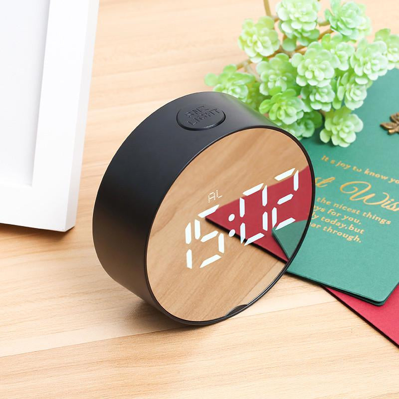 Настільний годинник дзеркальний, від USB/батарейок, Біла підсвітка, EL-DT-6505, Чорний / Електронний годинник / Годинник на стіл