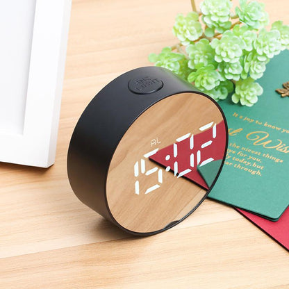 Настільний годинник дзеркальний, від USB/батарейок, Біла підсвітка, EL-DT-6505, Чорний / Електронний годинник / Годинник на стіл