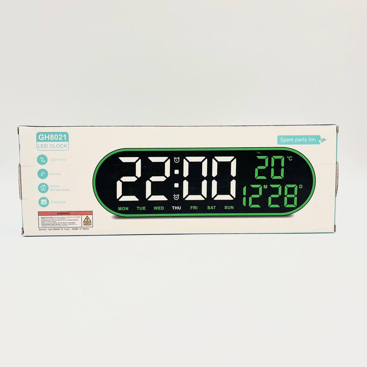 Настінний годинник з пультом (38×12см), від USB та батарейки, GH8021, / Електронний годинник / Годинник на стіну