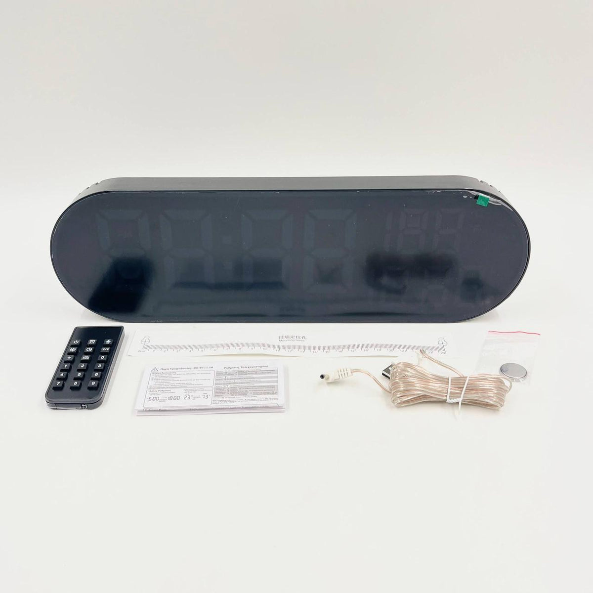 Настінний годинник з пультом (38×12см), від USB та батарейки, GH8021, / Електронний годинник / Годинник на стіну