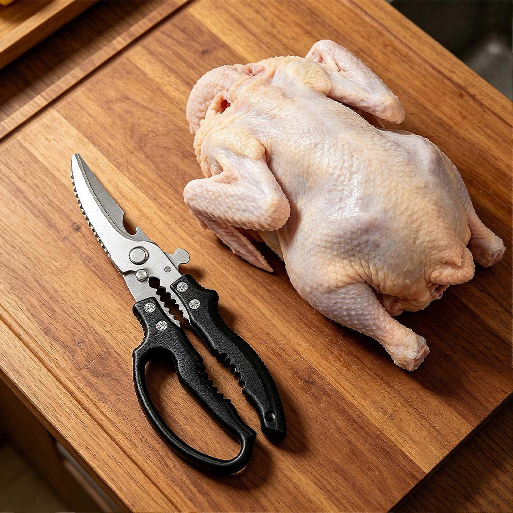 Кухонні ножиці 24 см, з нержавіючої сталі, Сірі / Ножиці для м'яса та птиці / Ножиці-секатор для кухні