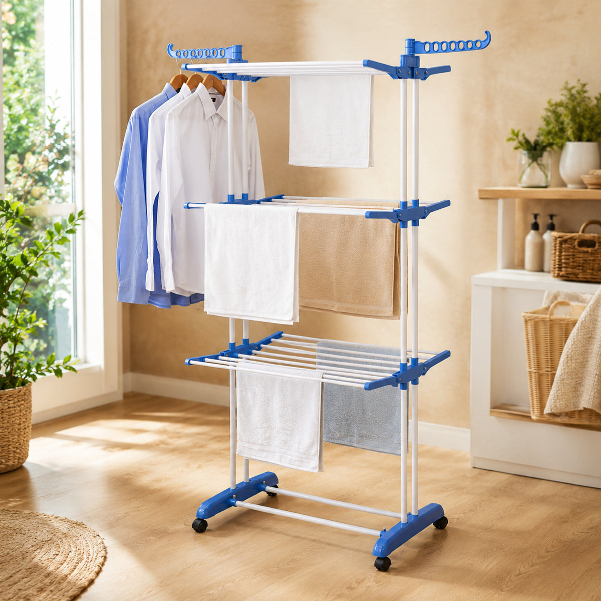 Складна сушка для одягу до 50 кг (172х73х64см), Garment Rack, Блакитний / Підлогова сушарка