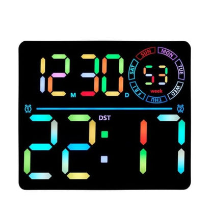 Настінний годинник з календарем та пультом, RGB, 6692R, Чорний / Годинник для дому / Електронний годинник / Годинник на стіну
