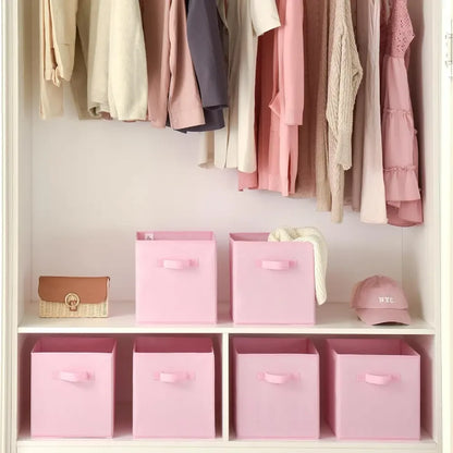 Органайзер для зберігання речей 28x26x26см, 1шт, Storage box AND XL-982, Рожевий / Складні коробки для зберігання одягу