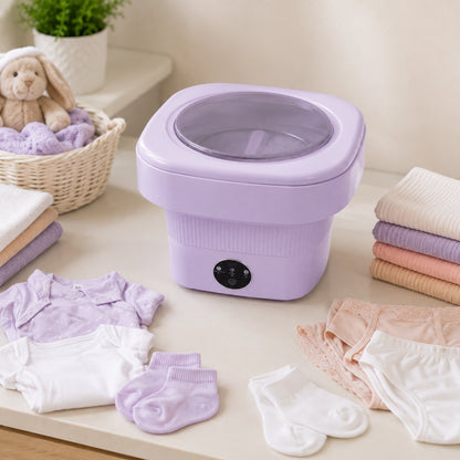 Складна міні пральна машина, з центрифугою, 6л, 36W, Фіолетова / Портативна пральна машина відро / Пралка для білизни