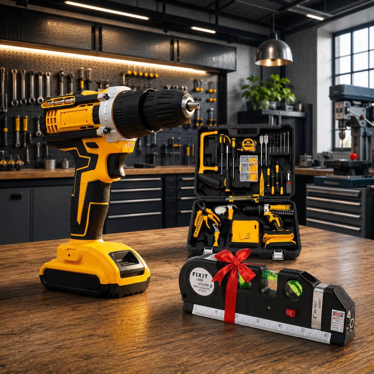 Шуруповерт акумуляторний 48V, 2 АКБ, Жовтий + Лазерний рівень LASER LEVELPRO3 / Дриль-шуруповерт