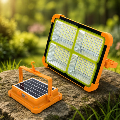 Акумуляторний LED-прожектор із сонячною панеллю, 2400 mAh, Помаранчевий / Кемпінговий ліхтар / Світлодіодний прожектор