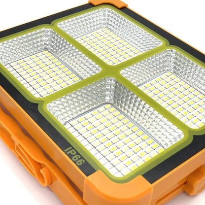 Акумуляторний LED-прожектор із сонячною панеллю, 2400 mAh, Помаранчевий / Кемпінговий ліхтар / Світлодіодний прожектор