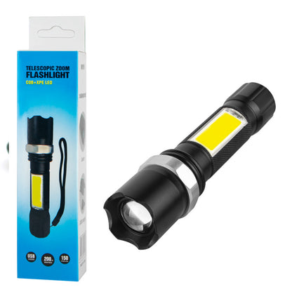 Ручний ліхтарик, USB, 200Лм, M919 Чорний / Акумуляторний туристичний ліхтарик з зумом / Вологозахищений ліхтарик