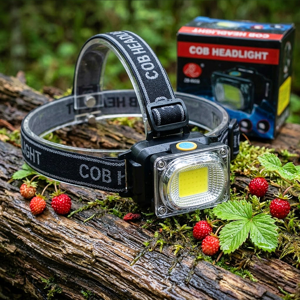 Ліхтар налобний COB, LED, 5Вт, WD-485, Чорний / Ліхтар налобний з червоним стробоскопом / Ліхтар для кемпінгу
