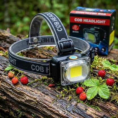 Ліхтар налобний COB, LED, 5Вт, WD-485, Чорний / Ліхтар налобний з червоним стробоскопом / Ліхтар для кемпінгу
