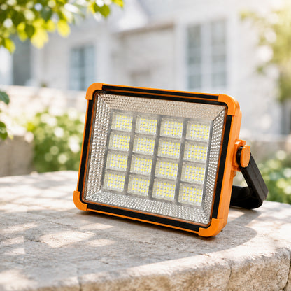 Акумуляторний LED прожектор із сонячною панеллю, 2400 mAh, IP66, Помаранчевий / Світлодіодний ліхтар Powerbank