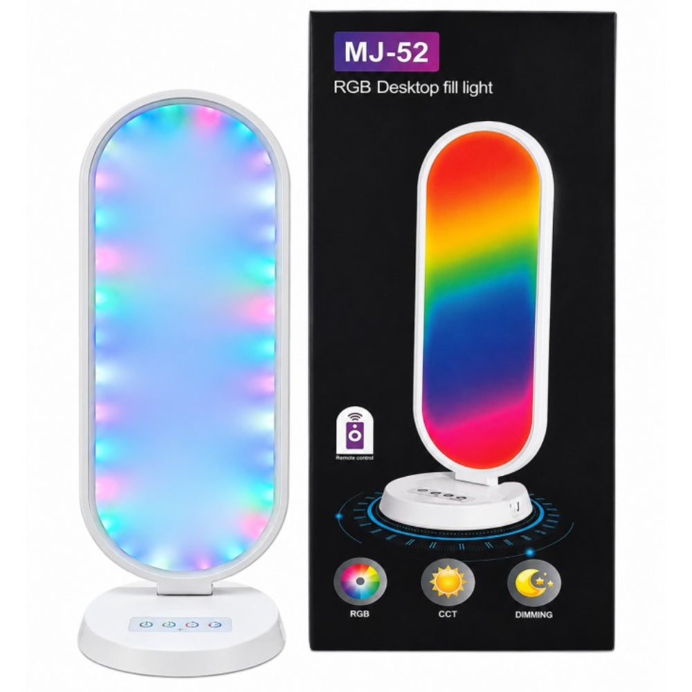 Настільна LED-лампа, 38 Вт, RGB, з пультом, MJ-52, Біла  / Лампа для селфі / Світлодіодна лампа