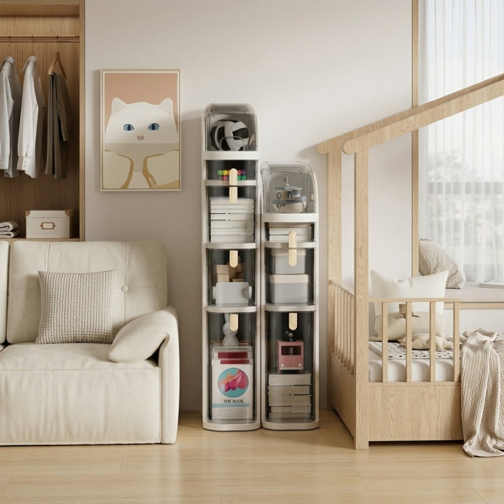 Підлогова шафа-пенал, (98×41×18 см), Біла / Пластиковий органайзер для ванної / Стелаж у ванну кімнату
