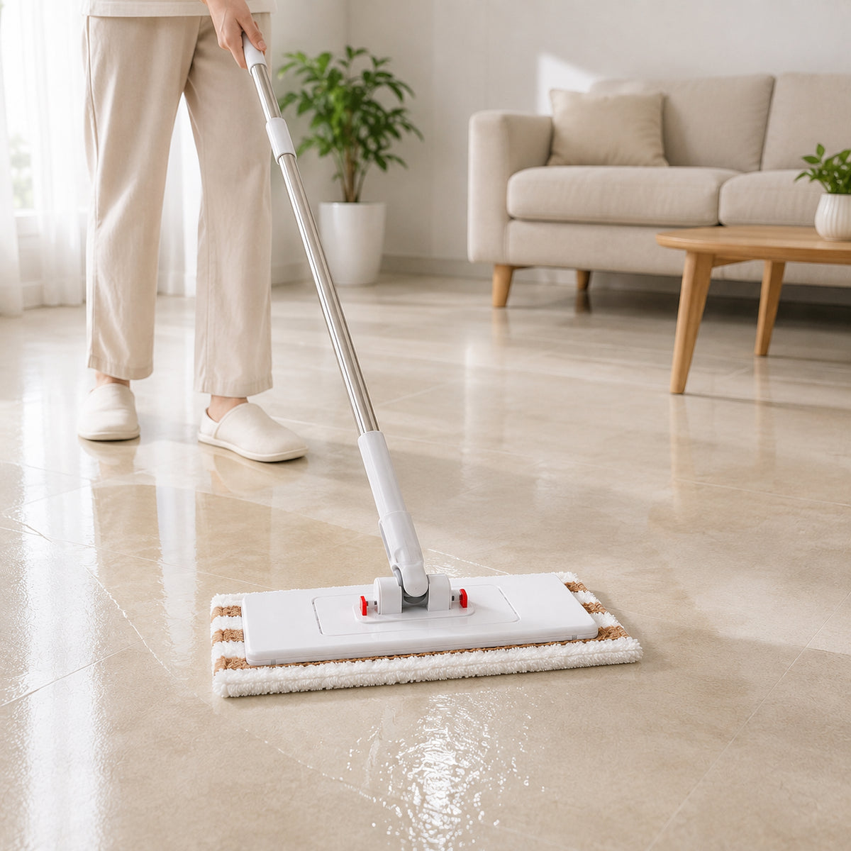 Швабра трансформер для підлоги, з насадкою, Clean Expert K-2, Біла / Плоский моп для миття підлоги / Швабра для вікон