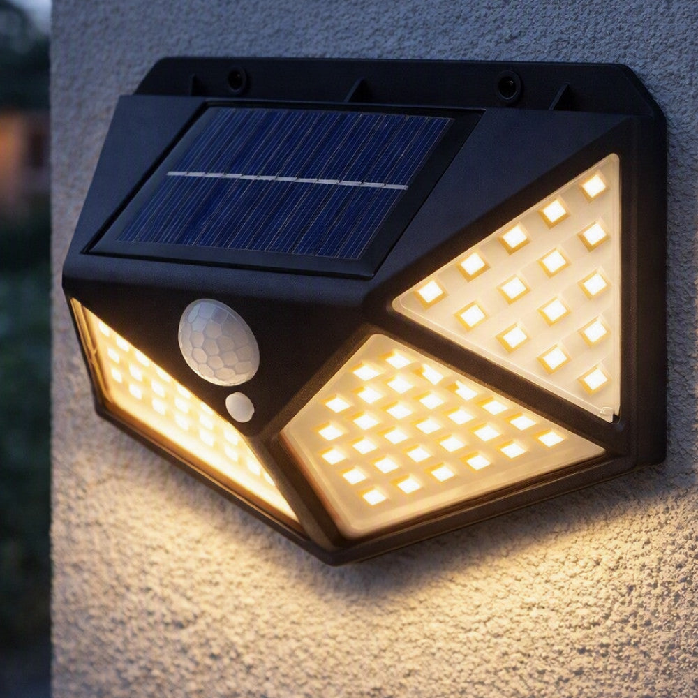 Вуличний ліхтар на сонячній батареї 100LED, 10Вт, BK-100, Чорний / Вуличний світильник світлодіодний / Ліхтар-прожектор